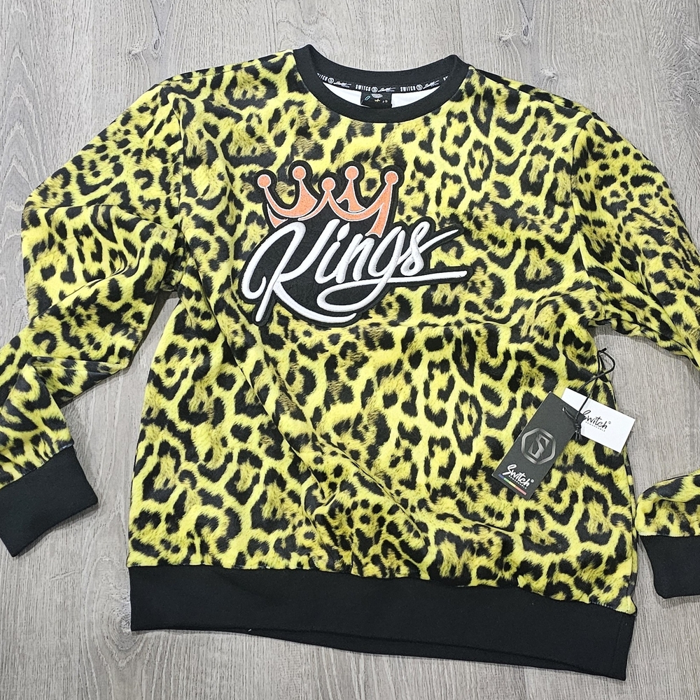 New Casepack Of 4‎ Switch Remarkable Kings Yellow Leopard Sweatshirt -M,L,XL,XXL